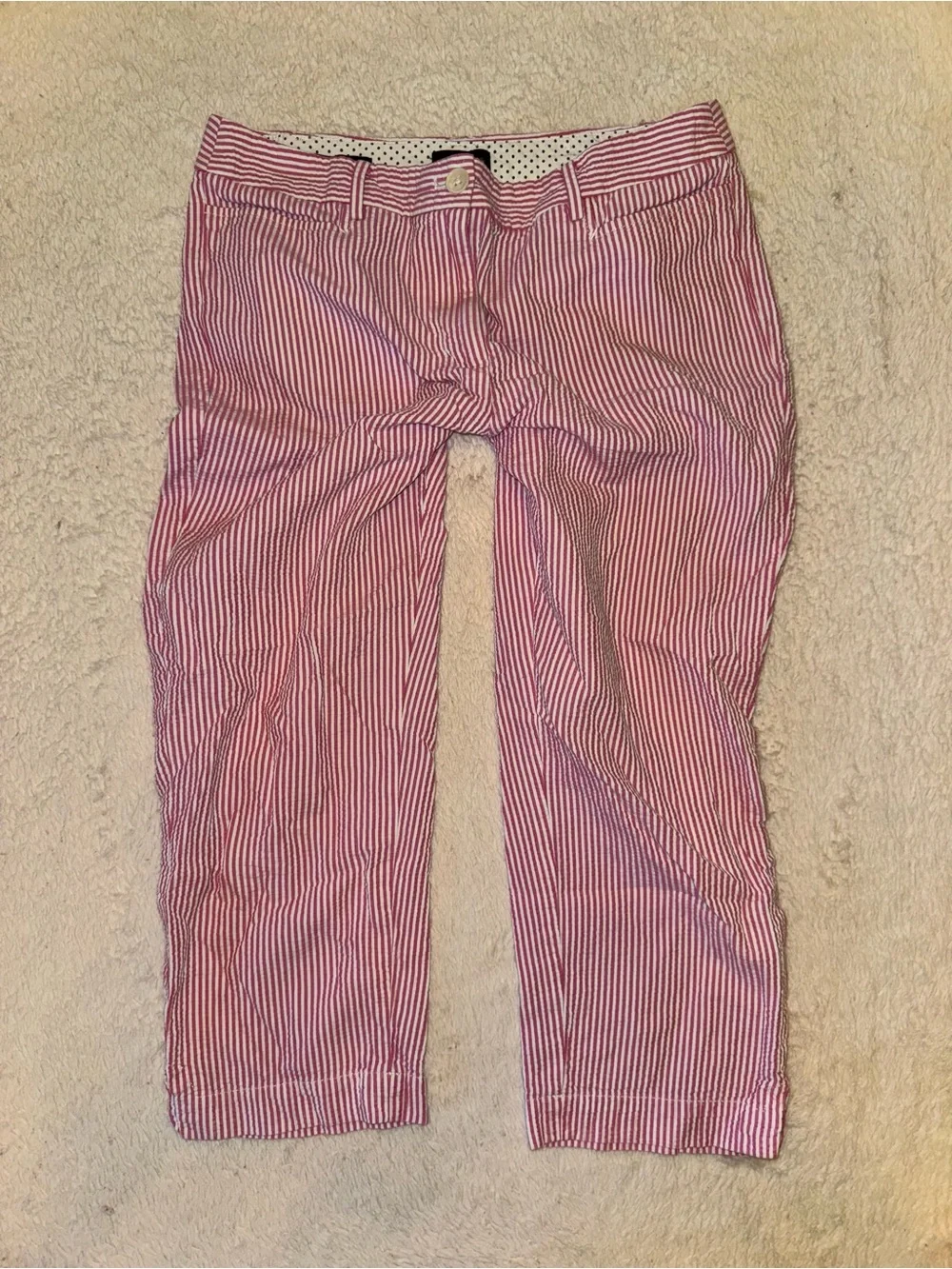 Talbots Perfect Skimmer 100% Cotton Pink & White Striped Capri Pants 🎀
